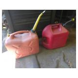 Two 5-Gallon Plastic Gasoline Cans With Spouts