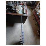 Hand Ice Auger With Red and Orange Handles
