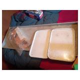 Metal Trays with Enamel Finish, Set of 2