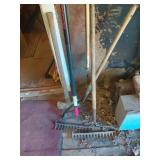 Four Used Yard Tools with Damaged Handles