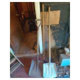 Three Snow Shovels with Wooden Handles