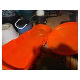 Orange Plastic Snow Sleds Set of Two