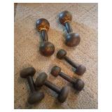 Six Cast Iron Dumbbells