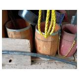 Three Wooden Buckets with Rope Handles