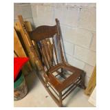 Wooden Rocking Chair with Carved Backrest