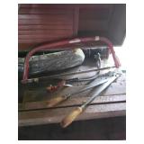 Vintage Hand Tool Lot with Bow Saw and Files