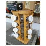 Wooden Rotating Storage Rack with Jars