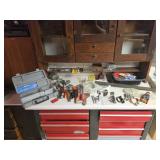 Contents of Workbench Table With Hand Tools
