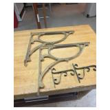 2 Cast Iron and 2 Metal Shelf Brackets