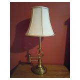 Brass Table Lamp with Fabric Shade, 26" Tall