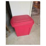 Red Storage Tote With Vigoro Grass Seed