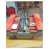Metal Toolbox With Assorted Vintage Hand Tools