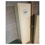 Tall Cream Painted Storage Cabinet With Clock