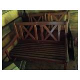 Wooden Slat-Back Benches