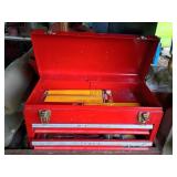 Metal Toolbox With Chainsaw Parts and Tools