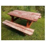 Wooden Picnic Table 60x58x28 Inches Red Paint