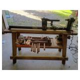 Wood Lathe With Chisels and Accessories