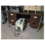 Brown Metal Desk With Four Drawers