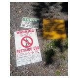 Two Metal and Plastic Pesticide Warning Signs