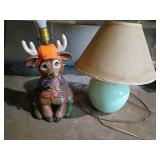 Hunting Deer Resin Lamp and Mint Ceramic Lamp