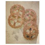 6 Cast Iron Spoked Wheels, Rusted