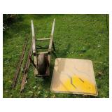 Wood Frame Wheelbarrow and Metal Rails Parts