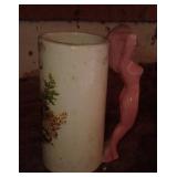 Ceramic Mug With Nude Woman Handle and Deer Motif