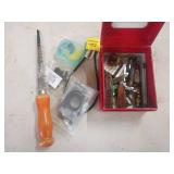 Pocket Knives, Compass, Padlock, Saw Handle Lot