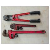Pipe Wrenches and Forged Bolt Cutters Set
