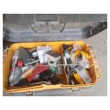 Yellow Plastic Tool Box With Assorted Tools