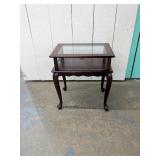 Wood and Glass Display Table with Crack