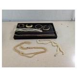 Costume Jewelry Lot with Bangles and Beaded Neckla