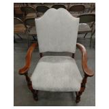 Upholstered Wood Armchair with Floral Pattern