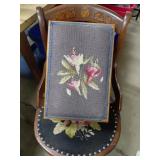 Wooden Chair & Needlepoint Top Footstool Set