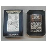 Zippo Lighters: Eagle and Vietnam Memorial Pair