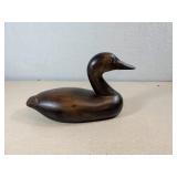 Hand-Carved Wooden Duck Sculpture, 12in Long