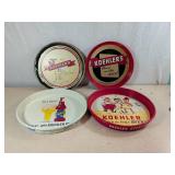 4 Vintage Koehler Beer Serving Trays