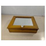 Wooden Storage Box With Mirror Lid 16x13x4'