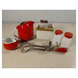 Vintage Kitchenware Set With Hall's Pitchers