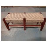 Woven Rush Seat Bench, 15x14x37 Inches