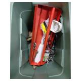 Red Metal Tool Carrier With Mixed Hand Tools
