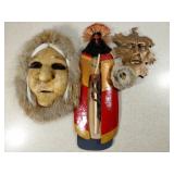 3 Masks: Native, Leaf Face, Beaded