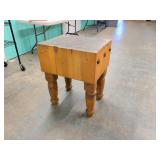 Vintage Butcher Block Table 28.5in Tall