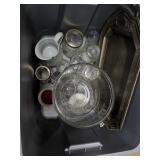 Glassware and Metal Tray Lot