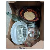 Glassware, Jar, Woven Basket Lot
