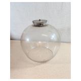 Glass Dome With Metal Cap, Approx 11in Tall