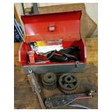 Metal Toolbox With Hand Tools and Gears