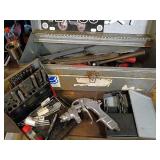 Metal Toolbox With Tools, Drills, Taps, Air Gun
