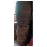Wood Barrels with Metal Hoops