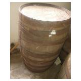 Wooden Barrel With Metal Hoops, 1 Barrel